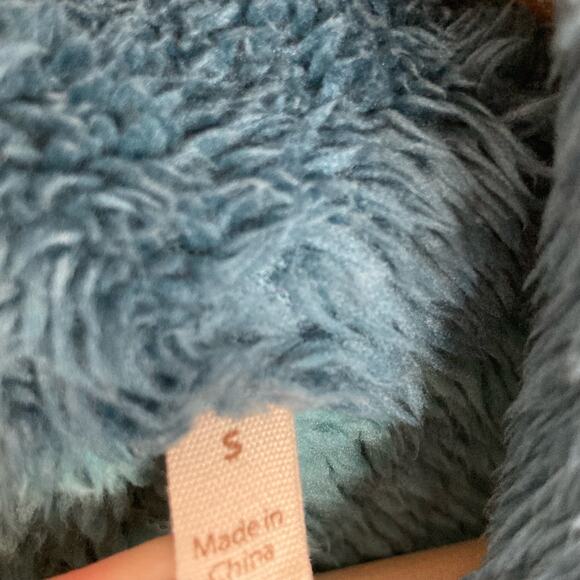 Soft Surroundings Women's Sherpa Pullover Sweater Small Blue Quarter Zip Pockets - Picture 7 of 12